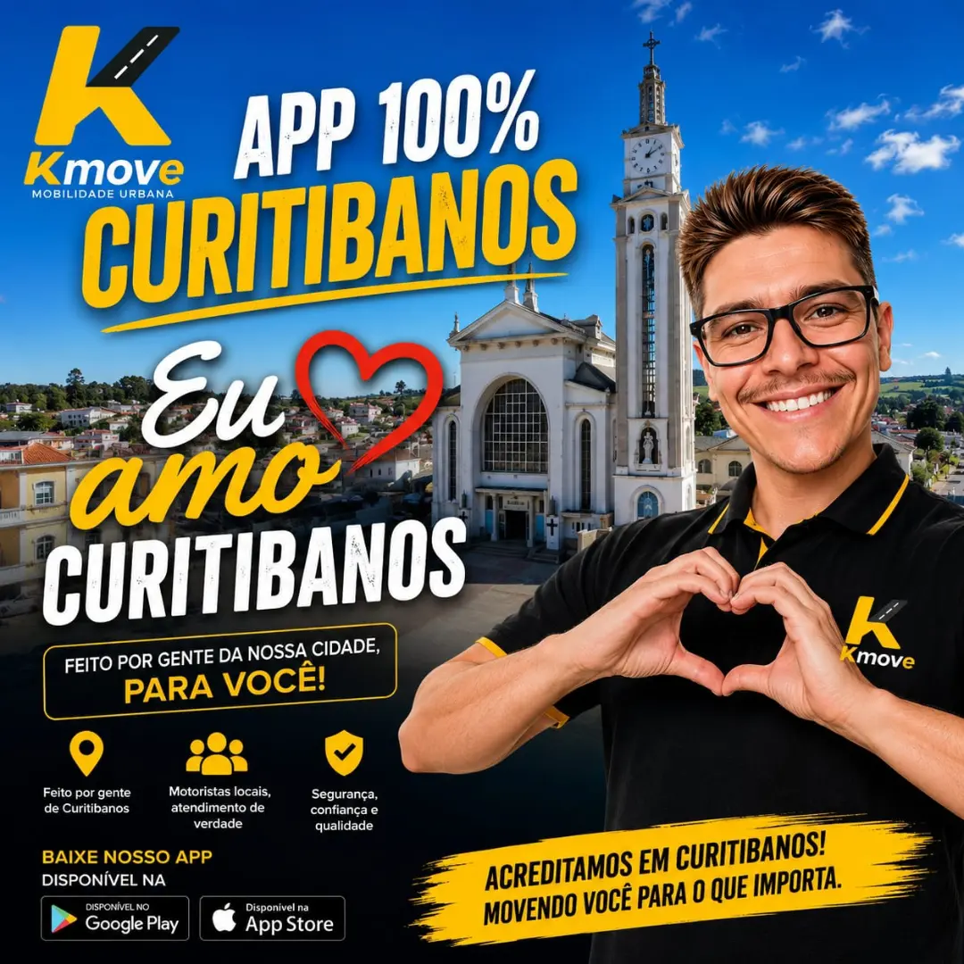 Motorista parceiro Kmove fazendo sinal de coração em uniforme oficial